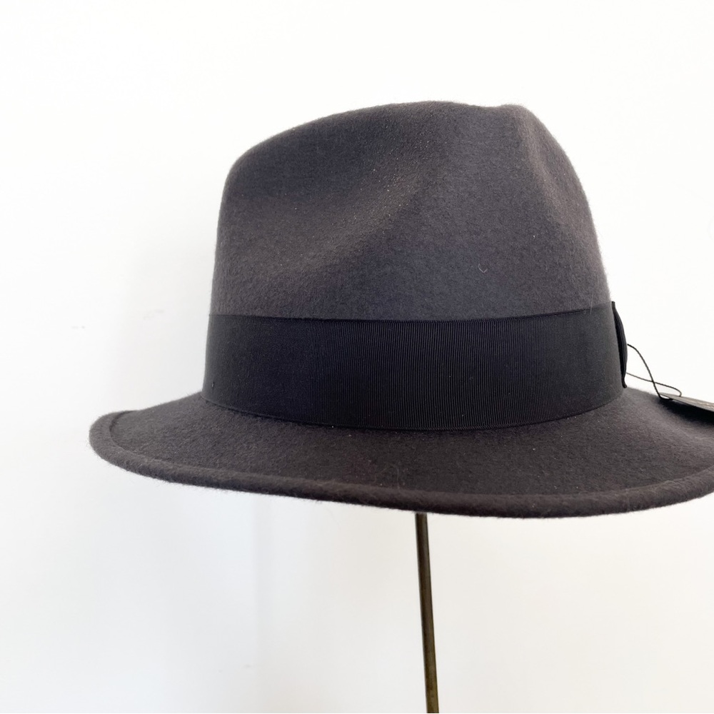 Vintage Botany 500 slate gray 100% wool fedora hat feather accent USA men’s XL - Picture 3 of 12